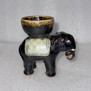 Vintage Glazed Ceramic Elephant candle holder